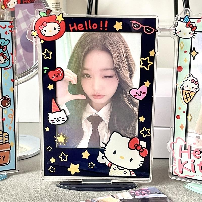 Держатель для фотокарточек Hello Kitty 3 дюйма Kpop Карточки Акриловая подставка для дисплея Милая фоторамка KT Мультяшный стиль Защитные подставки для фотокарточек