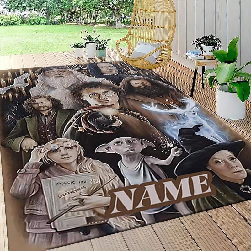 Custom Name Harry Potter Magic Train Carpet Rug Customizable Soft Washable Anti-Slip Home Living Room Sofa Mats Personalized Rug. 090974