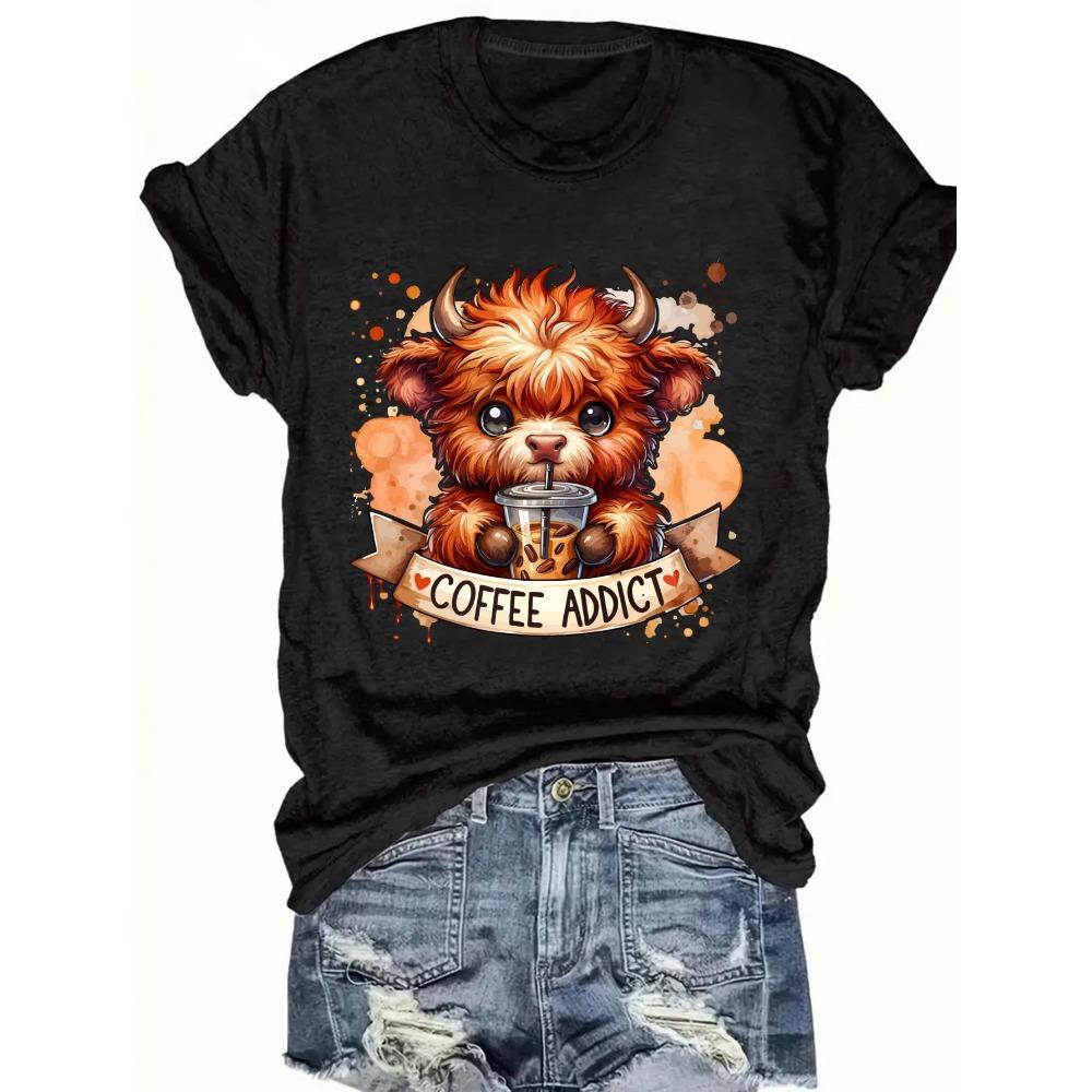 women's plus size tank top Cute Bull Coffee Cup Banner Suitable for sports and daily wear summer casual shirts womens clothes