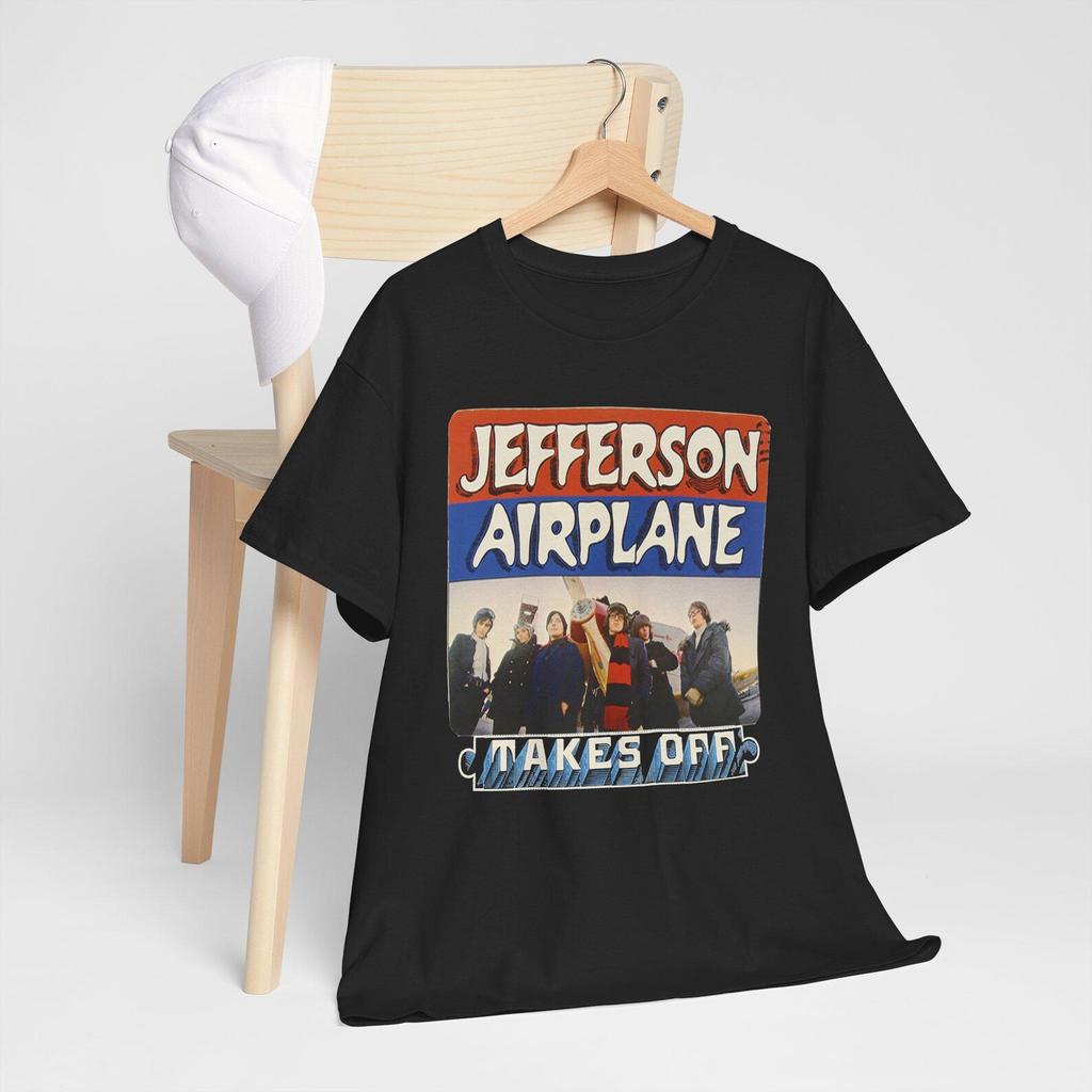 Jefferson Airplane Take Off Rock Band Legend Navy Black Tees T-Shirt Size S-5XL