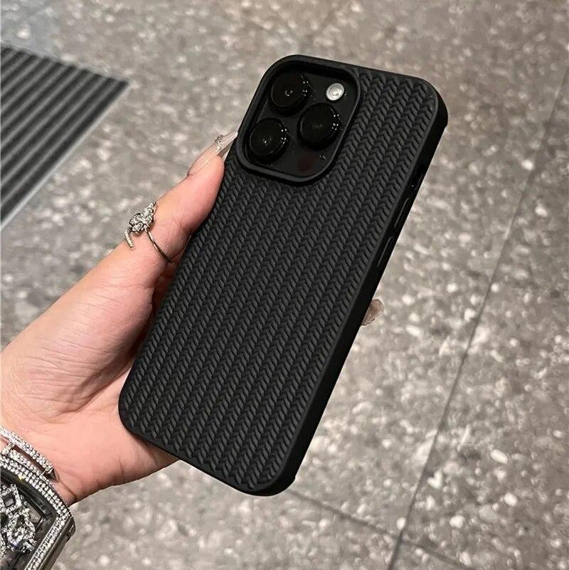 Роскошный вязаный чехол для телефона с зернистым рисунком для iPhone 11 12 13 14 15 Pro Max Plus X XS Max XR 8 7 Plus SE, бампер, мягкие силиконовые чехлы