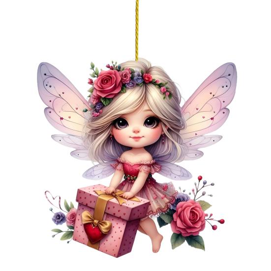 Acrylic Car Rear Princess/Old Lady Christmas View Mirror Charm Fairy Ornament 2D Flat Auto