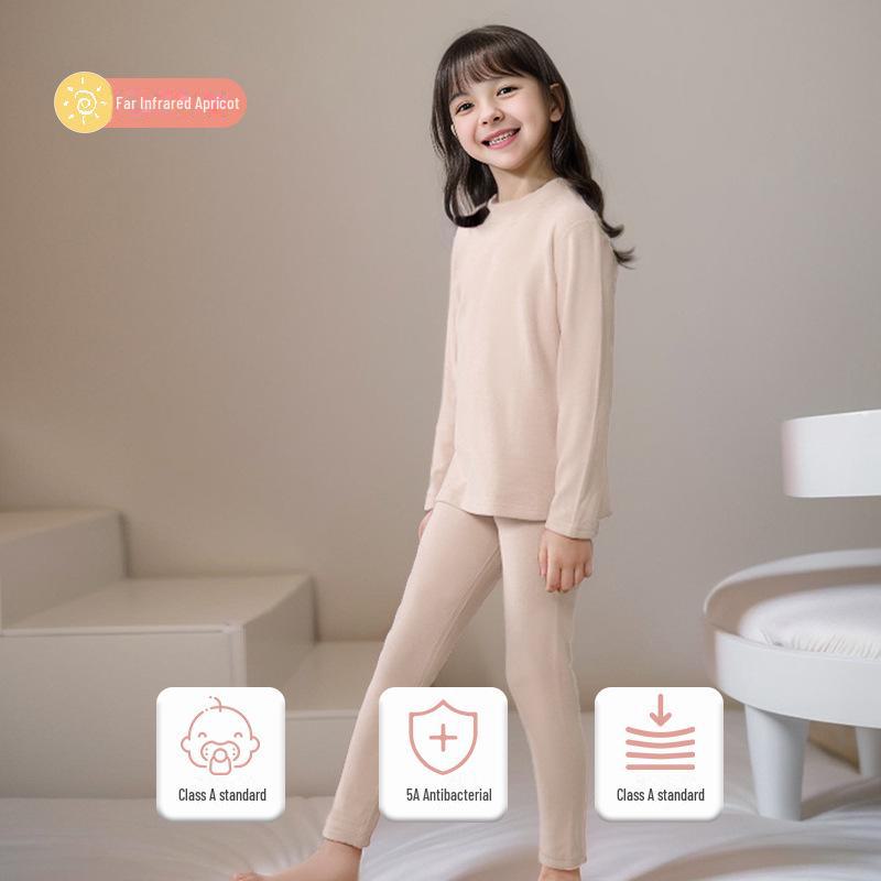 Комплекты детского термобелья: Флисовый зимний комбинезон из двух частей с высоким воротником для детей среднего и крупного возраста.