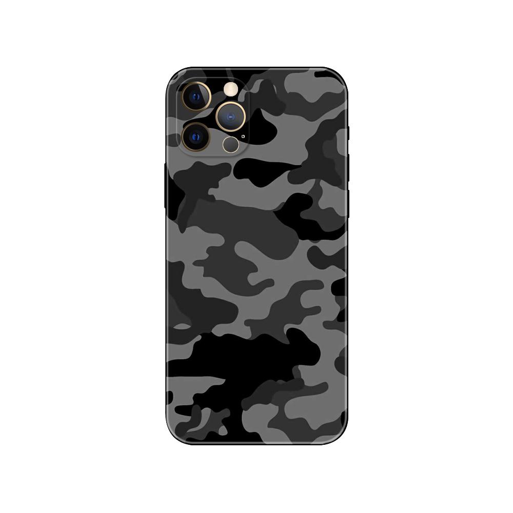 Черный камуфляжный чехол для телефона для iphone 5 5s 2020se 6 6s 7 8 plus x 10 XR XS 11 12 13 mini pro MAX черная задняя крышка из ТПУ