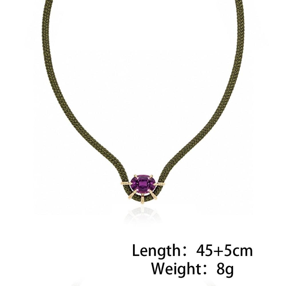 Colorful Colorful Zincon Braided Rope Necklaces Jewelry Gift Gemstone Cord Necklace Women