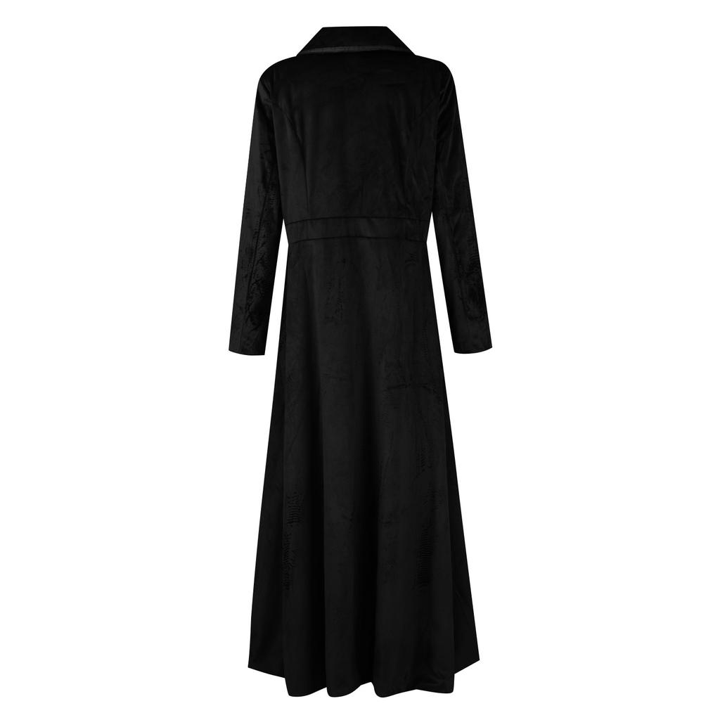 Женская длинная ветровка, темперамент, однотонная бархатная куртка на пуговицах с длинными рукавами