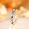 Exquisite Blue Cubic Zirconia Ring Women Trendy Promise Rings Bridal Wedding Band Engagement Party Jewelry Gifts