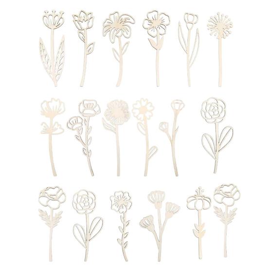Деревянные декоративные фигурки полевых цветов для раскрашивания, таблички со стеблями, букет цветов в стиле бохо для дома, дня рождения, праздника, художественного оформления детской комнаты и спальни своими руками.