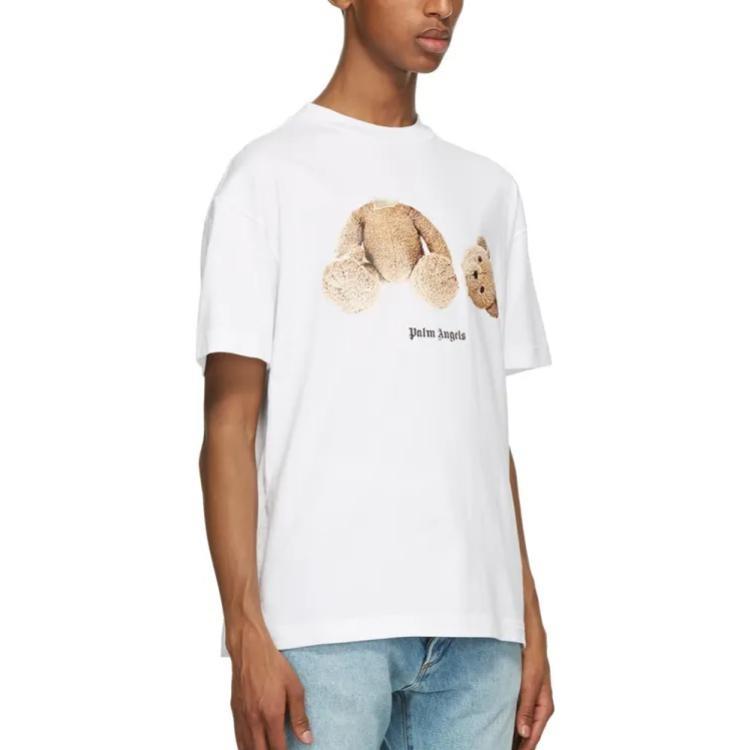 PALM ANGELS T Shirts Men's White Crew Neck Moderate Straight Fit PMAA001F21JER0230160