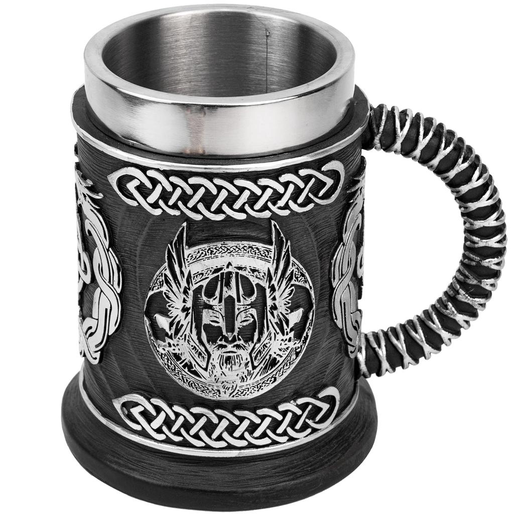600ML Viking Mug Collection 304 Stainless Steel Insert Resin Beer Danegeld Tankard Coffee Beer Mugs Cup Halloween Friends Gift