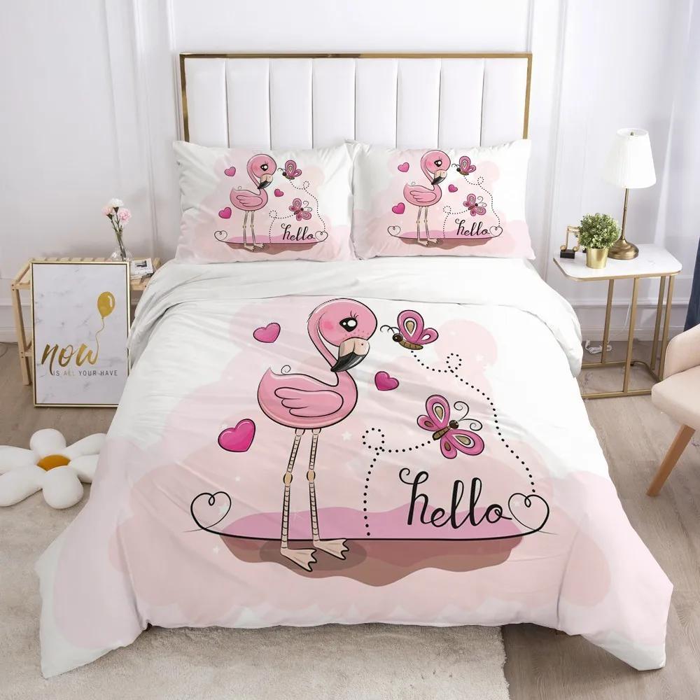 Lovely Pink Bedding Set Duvet Cover 140X200 For Girl Bedroom Quilt Cover Pillowcase Duvet Cover Bed Single Double Size(No Sheet)