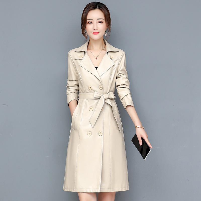 Autumn and Winter New Cotton Leather Coat Women's Mid Length Fashion Imitation Sheepskin Windbreaker Large Motorcycle PU Leather Coat