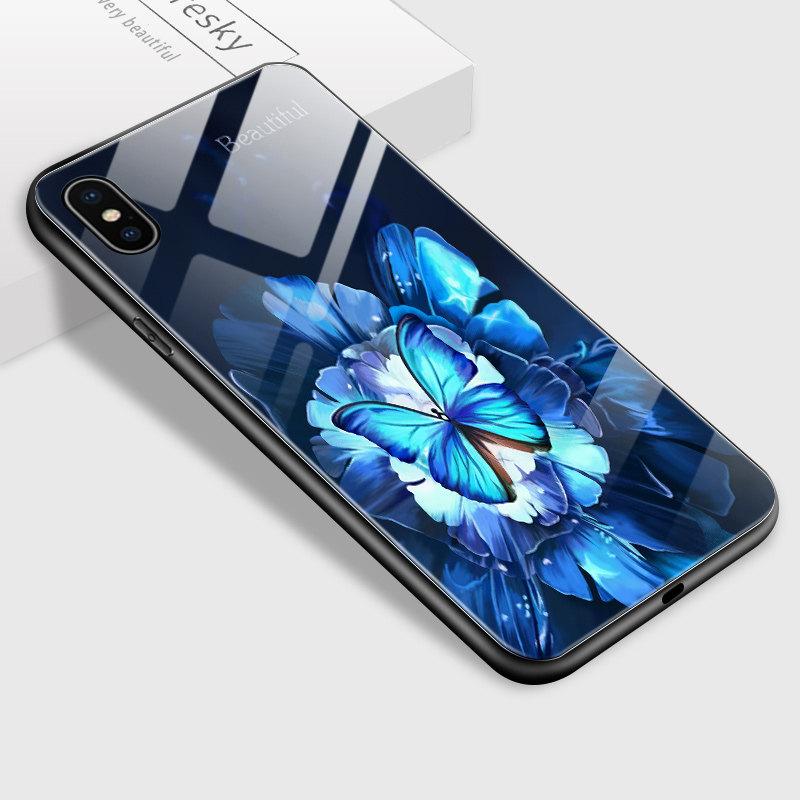 Роскошный чехол для телефона из закаленного стекла с бабочкой для iPhone Samsung Galaxy Infinix, противоударный чехол из ТПУ с мягким краем, чехлы для мобильного телефона
