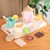 Tea Sets for Toddlers Wooden Play House Pretend Food Toy Sets for Kids Kitchen Accessories, Party Role Playing Toys Girls Gift