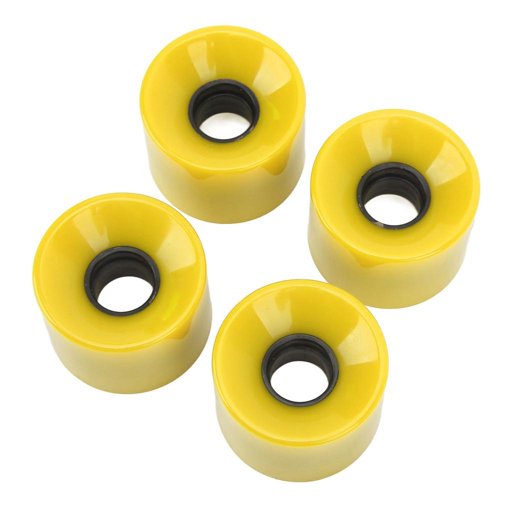 4PCS PU Skateboard Wheel Replacement Low Noise Multifunctional Land Surfboard Roller Casters Yellow