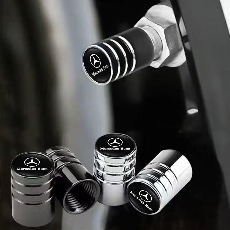 WAM3 4Pcs Car Tire Valve Cover Aluminum Alloy Car Wheel Tire Valve Caps For Mercedes Benz W210 W176 AMG CLS CLE CLA GLA GLB GLS Class