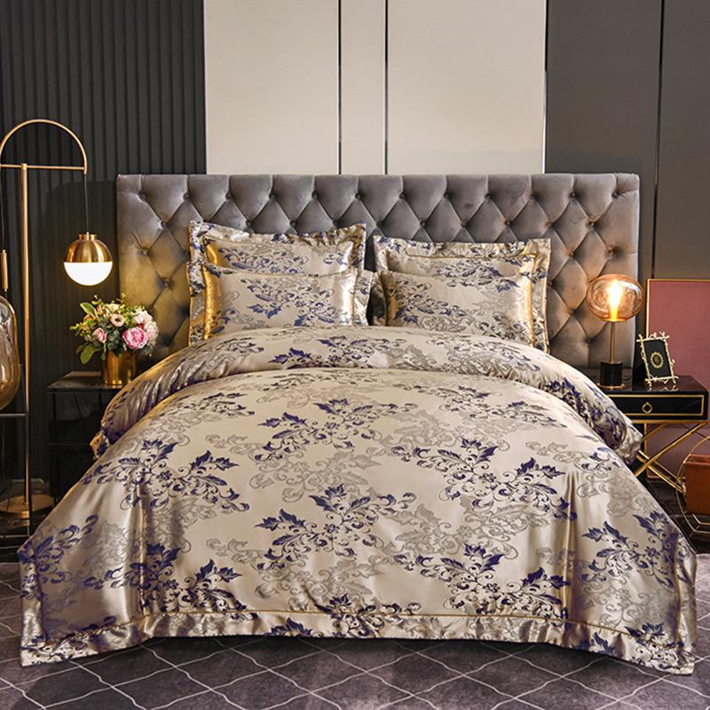 Европейский атласный жаккардовый пододеяльник, простыня, комплект из четырех предметов, комплект из трех предметов с вышивкой