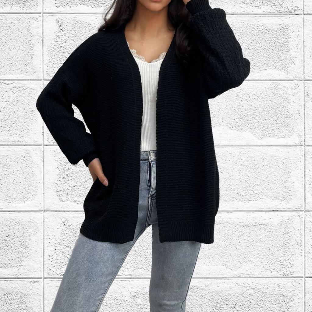 Women's Solid Color Loose Knit Long Sleeve Loose Cardigan Coat For Women