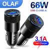 Olaf 66 Вт Usb Type C Pd Автомобильное зарядное устройство 3.1a Быстрая зарядка Usb C Автомобильный адаптер для телефона для Iphone 14 13 Pro Xiaomi Huawei Samsung Charge
