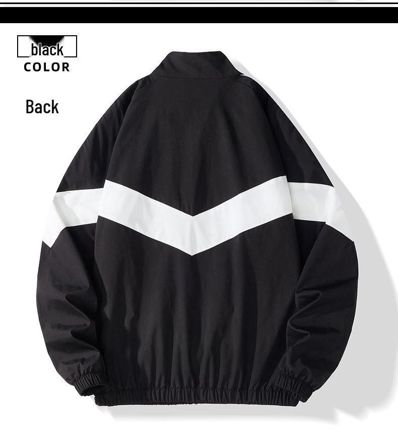 Мужская повседневная куртка с цветовыми блоками и воротником-стойкой - Весна/Осень Полосатый спортивный пиджак