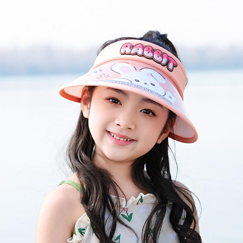 1134 детская солнцезащитная шляпа летняя уличная шляпа-козырек для мальчиков и девочек с большими полями, милая шляпа от солнца с кроликом и открытым верхом