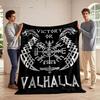 Viking Symbol with Victory or Valhalla Design - Flannel blanket for bedroom, living room, sofa, and nap sofas.