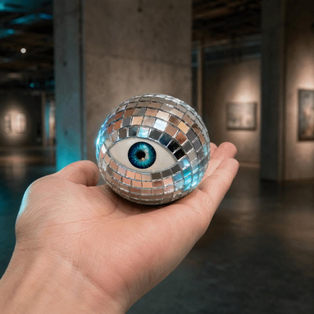 Glass Mirror Disco Ball Glowing Ghost Eyes Halloween Disco Ball Glass Mirror Disco Ball  Bar Decor