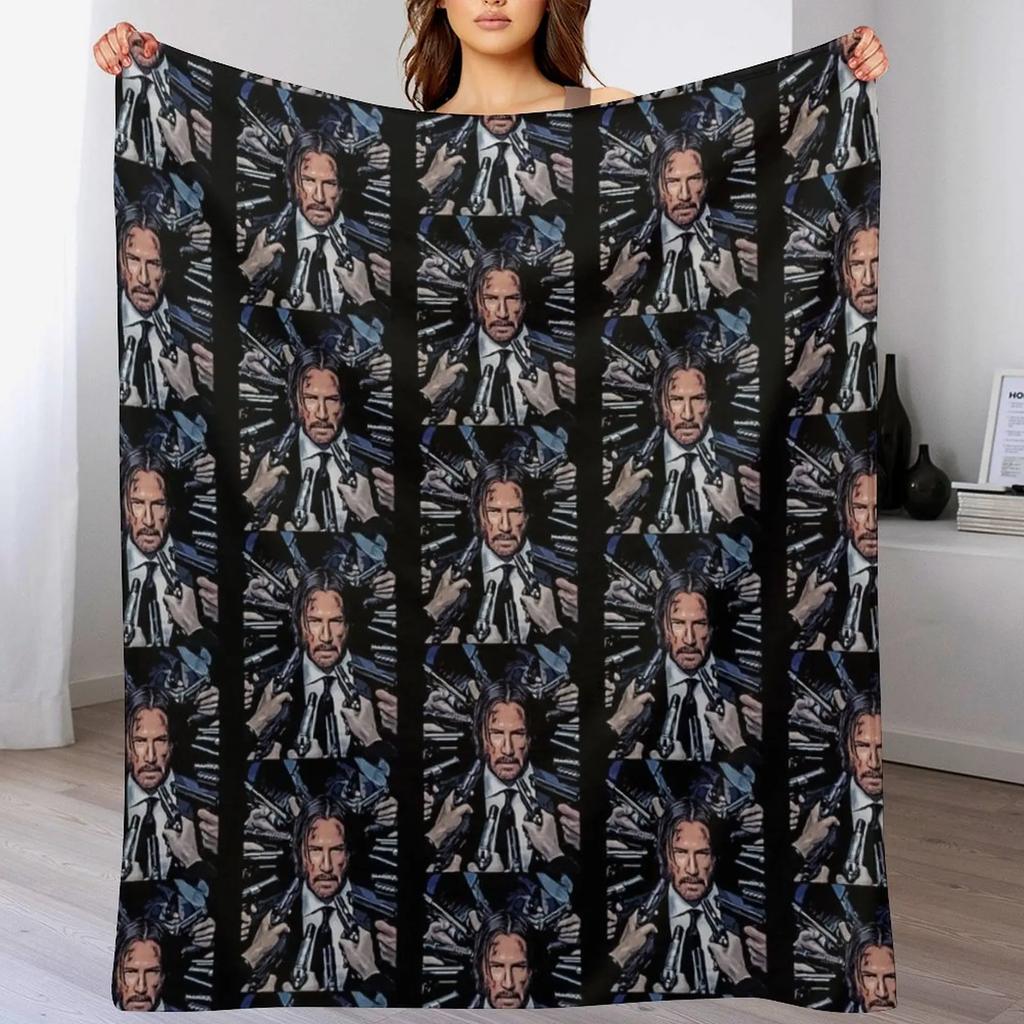 John Wick Throw Blanket Foldable Soft Warm Blanket for Outdoor Use