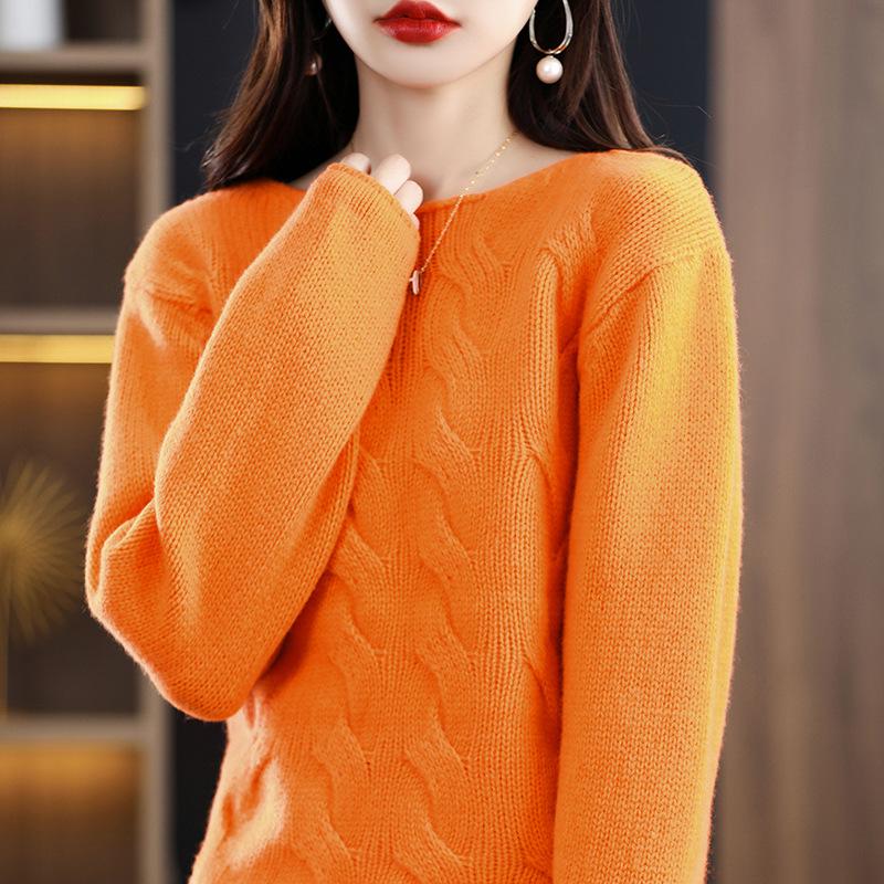 Women's One-Shoulder Wool Sweater: Loose Knit Pullover for Autumn/Winter