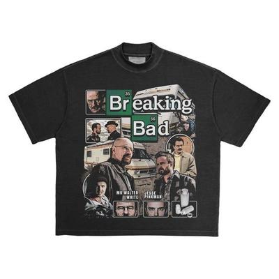 Distressed Breaking Bad TV Series Collage Retro Vintage Graphic Casual Tee