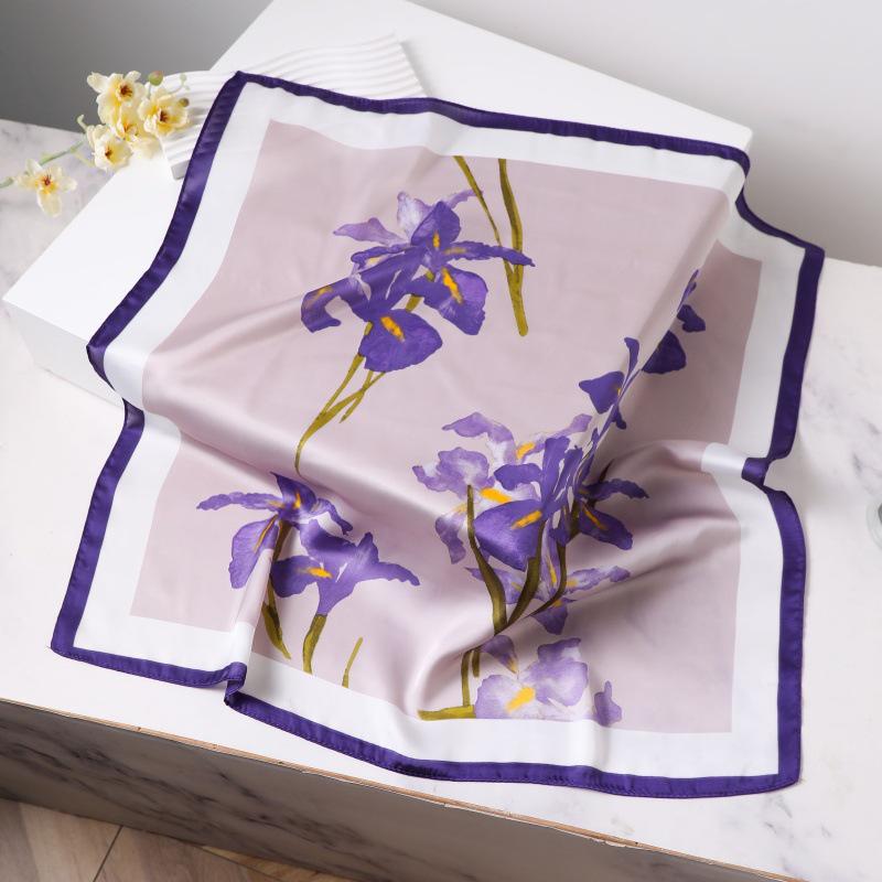 Шелковый женский квадратный шарф - Китайский стиль платок на голову для весны, лета, осени - Защита шеи и согревающий - Элегантный тонкий стиль для мамы