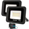 MIKISEN LED Floodlight, Work Light, Sign Light, 20W, Warm White, 2300LM, 3000K, Equivalent To 180W, 1.8mm Cord, IP66 Waterproof, 2-Pin Plug with