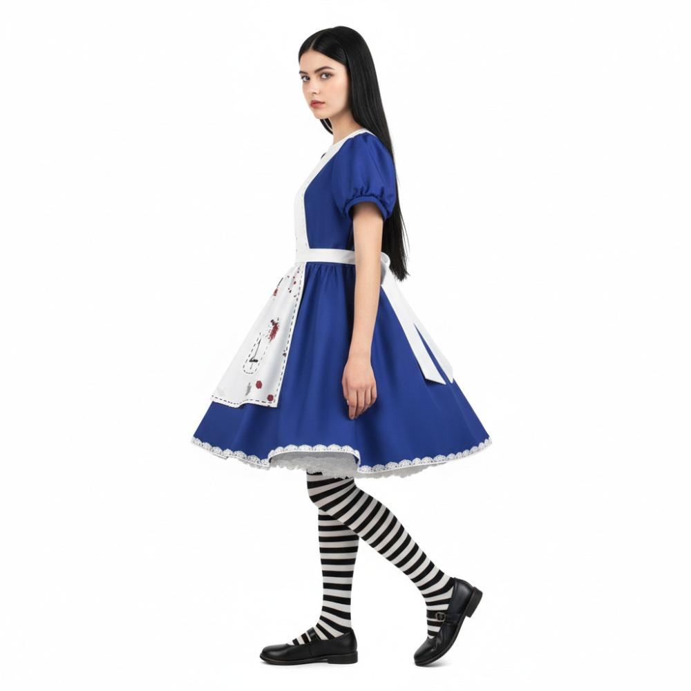 Alice Madness Cosplay Costume Game Alice Maid Dress Socks Halloween Party Performance Outfits for Women Girls