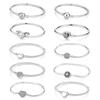 Original 925 Sterling Silver Bracelets Bangles Crystal Ball Love Heart Clasp Beads Charms Moments Bracelet For Women DIY Jewelry