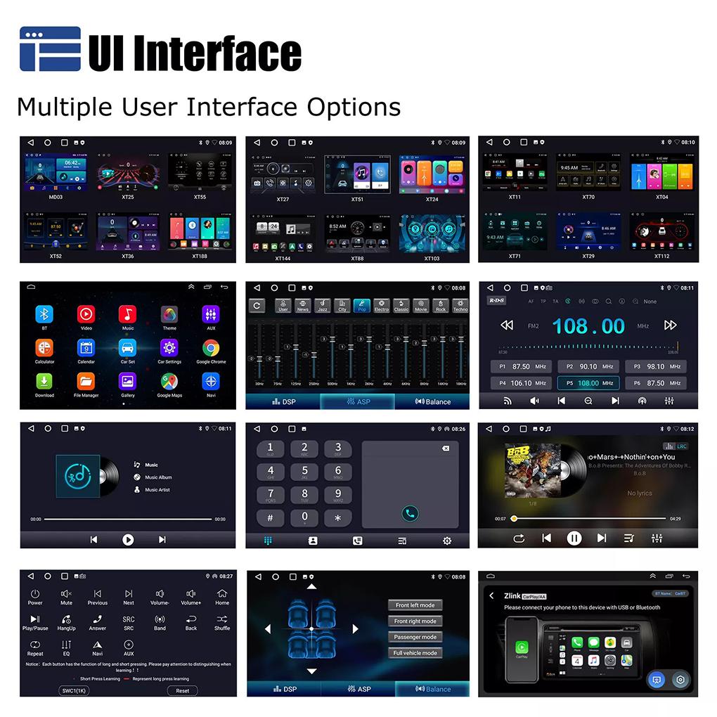 Черный Bluetooth Android Auto ID3tag и RDS Спутниковое радио Android Радио Навигация Совместимый WMA