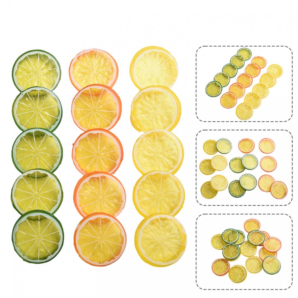 Assorted Color Artificial Lemon Slices Plastic Fake Lemon Slices