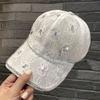 Baseball Cap Women's Rhinestone Letter R Soft Top Lace Cap Sun Cap Summer Beach Outdoor Sun Cap