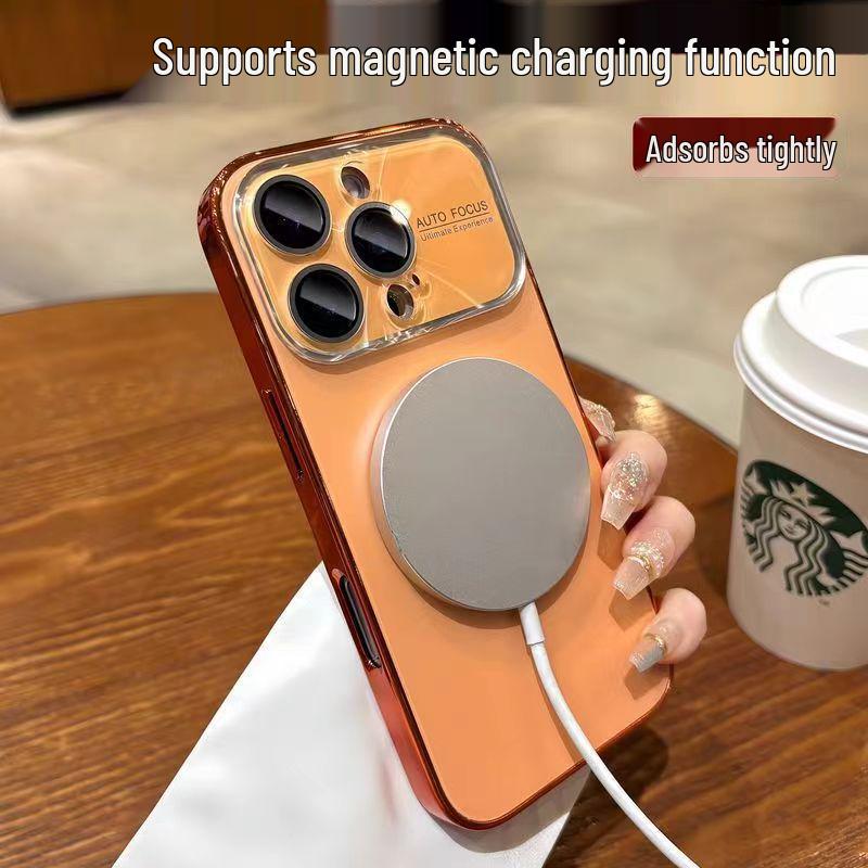 Apple 17 Pro Max Электрооцинкованный Магнитный Чехол с AG Матовым Защитным Стеклом на Весь Объектив для iPhone 16
