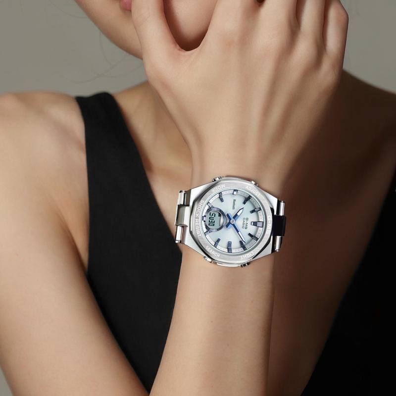 Casio CASIO Серия BABY-G Солнечная Мода Спорт Двойной Дисплей Bluetooth Соединение Солнечный Кварцевый Механизм Стальной Браслет MSG-B100D-2APR-person