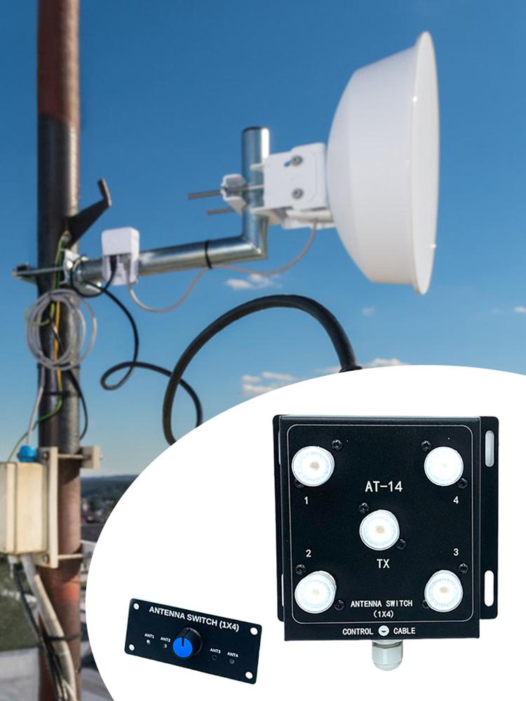 4-Way Coax Remote Antenna Switch Antenna Switch 1.8-60MHz Antenna Signal Switch Antenna Splitter Switch for Convenient Switching