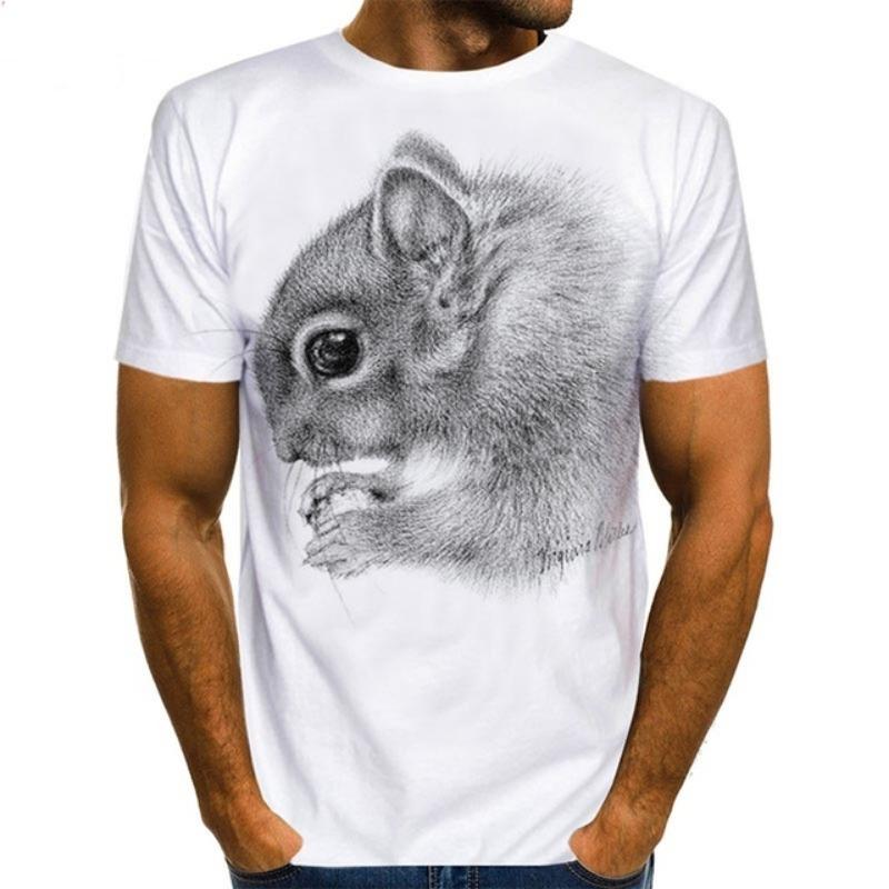 Футболка мужская Funny Pet Футболка с белкой Футболка с 3D-принтом Футболки с изображением животных Милые топы с узорами Свободный топ большого размера
