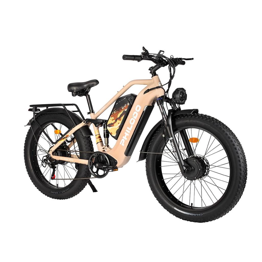 PHILODO Jumbo Full Suspension Electric Bike, Dual 48V 23Ah Batteries