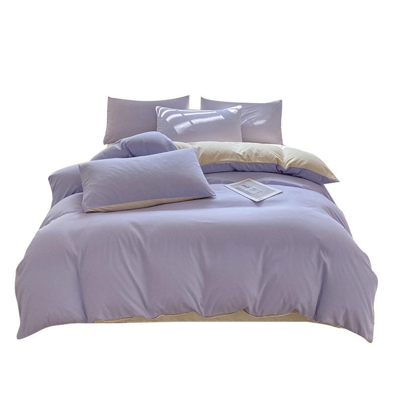 Зимняя двухсторонняя хлопковая кровать из четырех частей, однотонная простыня, пододеяльник, пододеяльник для студенческого общежития и средней школы