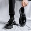 Fashion Men Black High Sole Platform Casual Leather Shoes Man Japan Harajuku Korean Streetwear Fashion Business Wedding Leather Shoes