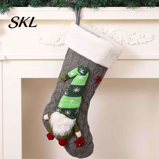 Holiday Seasonal Party Supplies Christmas Stocking, 18" Large 3D Plush Gnome Xmas Decorative Wall Hanging Ornaments Fireplace Socks for Mantel