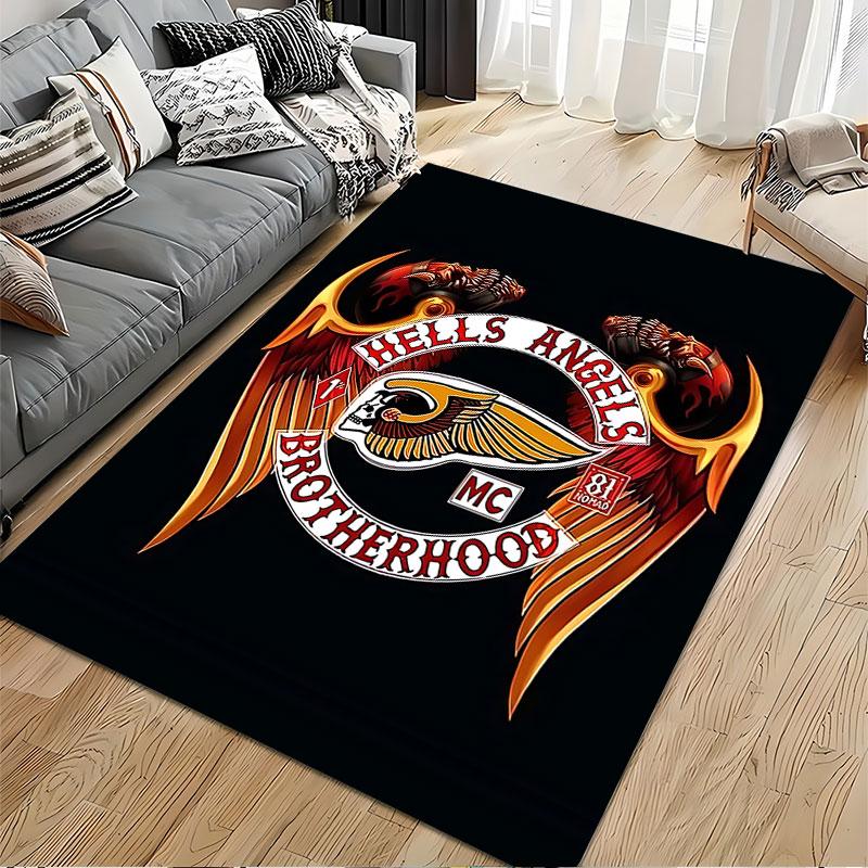 Winged Skull Motorcycle Design suitable as a non-slip mat for the living room or bedroom sofa