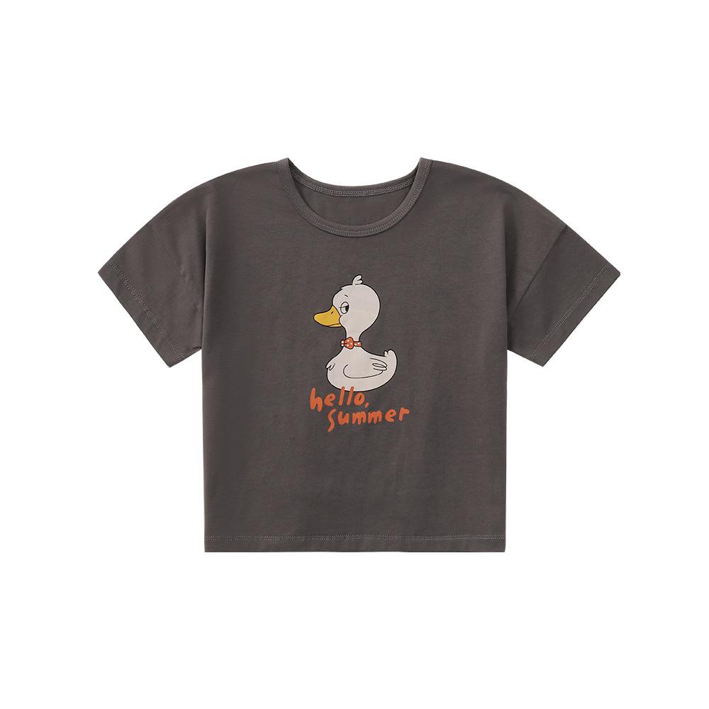 Модный топ с короткими рукавами для девочек, летняя детская повседневная футболка с круглым вырезом и забавным принтом для детей