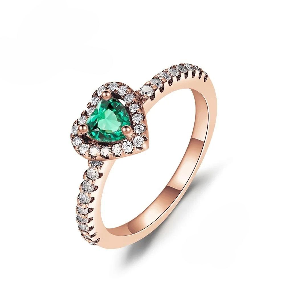 Кольцо из серебра 925 пробы с розовым бантом, Вечное, Красные и синие кольца на пальцы в форме сердца для женщин, Свадебное кольцо с кристаллами, Ювелирное украшение, Подарок 2025