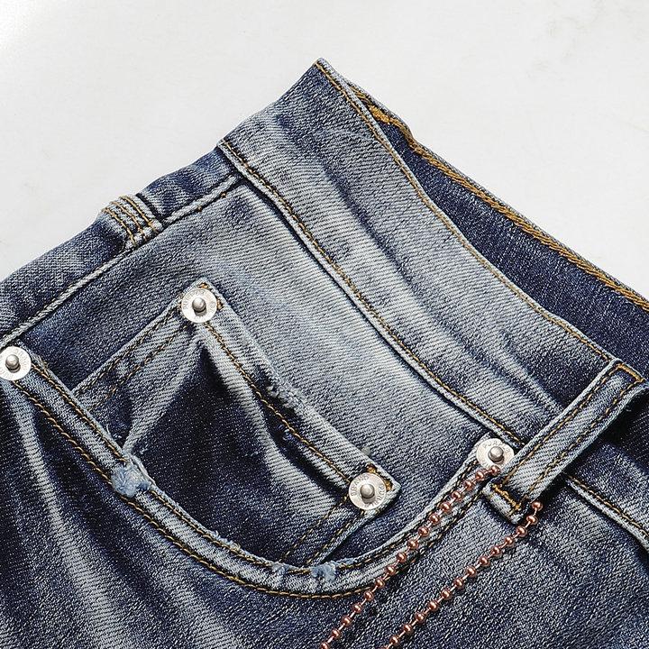 Фиолетовые рваные джинсы - Мужские модные осенние брюки в корейском стиле