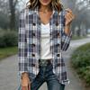 Women's Fashion Plaid Print Long Sleeve Ruffle Open Front Cardigan Outerwear for Everyday Wear